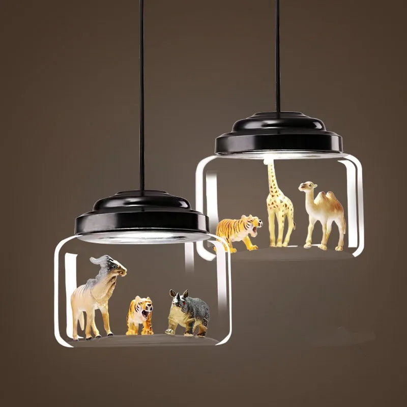 lumière suspendue animaux figurines zèbre panda girafe chambre décoration moderne