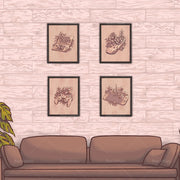 toile impression manettes jeu plantes fleurs art floral bois illustration graphique deco murale chambre