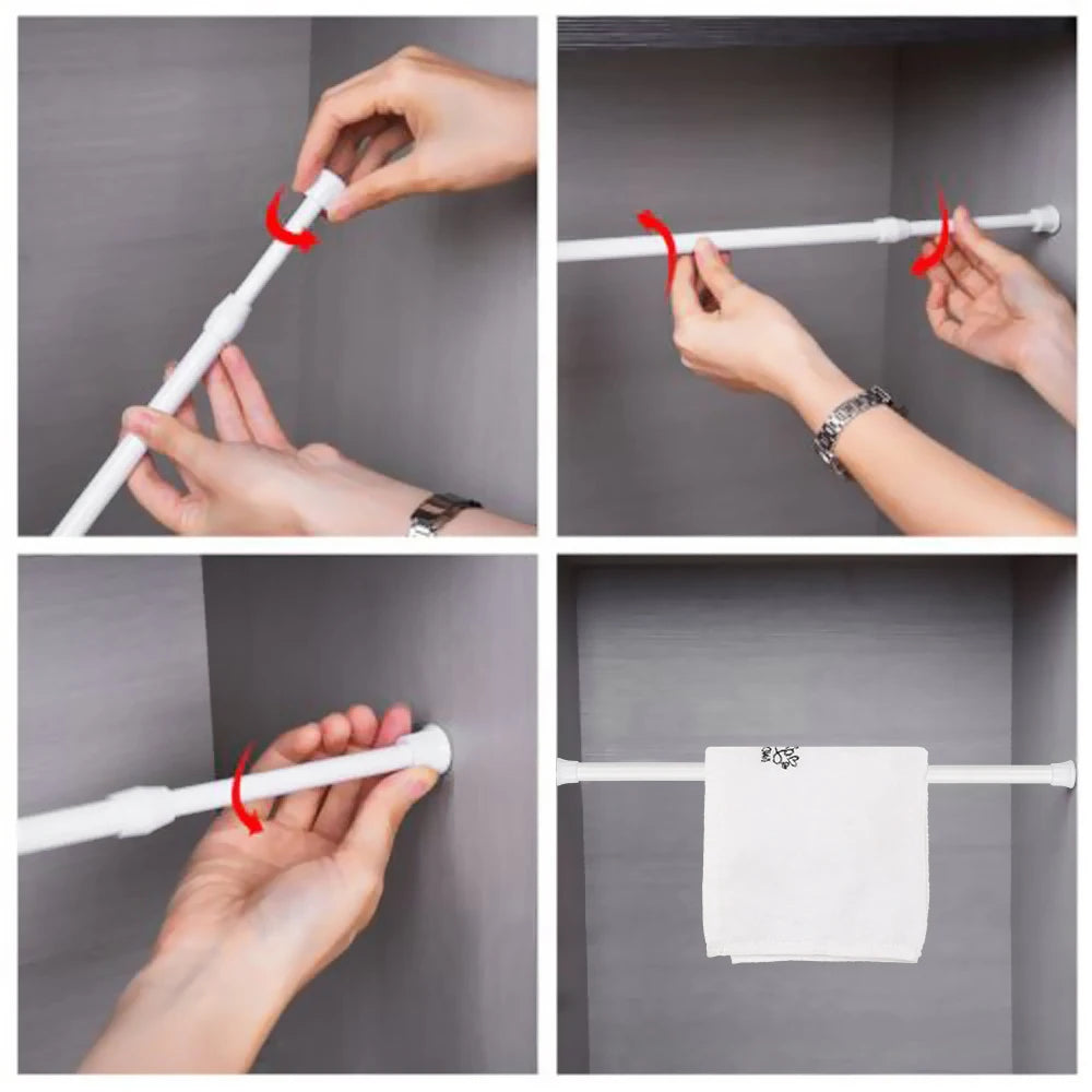 tige télescopique réglable blanc moderne adhésif 18 27cm 25 40cm 30 50cm 40 70cm