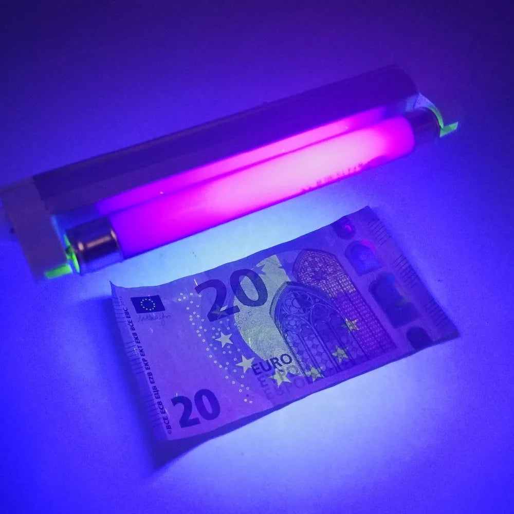 tube fluorescent uva 365nm 10w 15w noir moderne détection fluorescence anti contrefaçon adhésif support