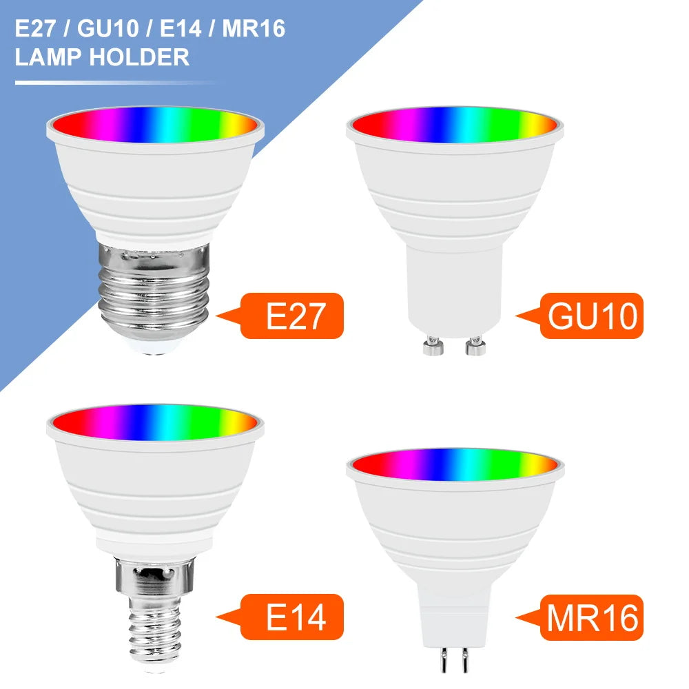 Ampoule LED RGB E14 spot rayures colorées moderne blanc opacité 50000h durée vie