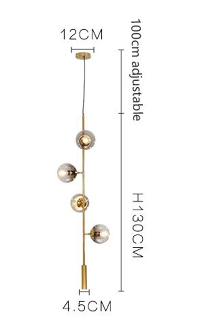 Suspension lumineuse moderne or transparent boules sphériques éclairage intérieur scandinave