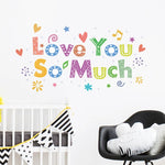 autocollant mural multicolore lettres stylisées motifs décoratifs enfantins résistant l'eau pvc