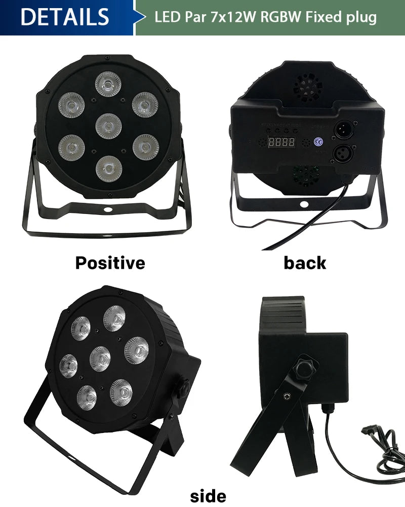 projecteur led noir moderne canaux rgbw 4in1 7x12w dmx scène dj
