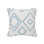 coussin decoratif bleu blanc motif geometrique moderne boho chic amovible lavable tassel adhésif coton