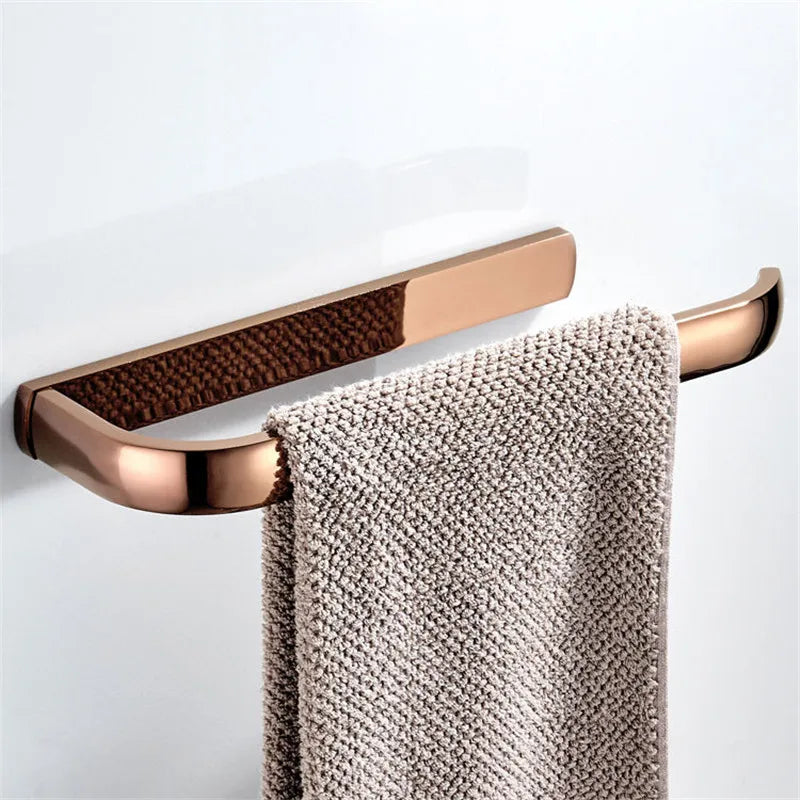 ensemble porte serviettes moderne rose doré salle bain fixations murales lisses opaques