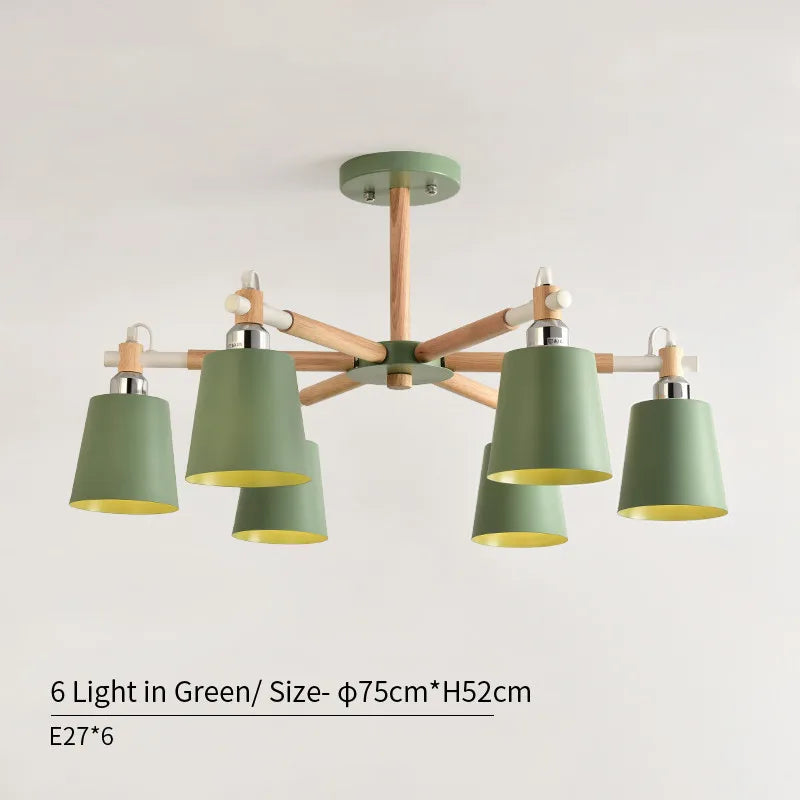 lampe suspendue moderne vert gris conique bois led encastrée