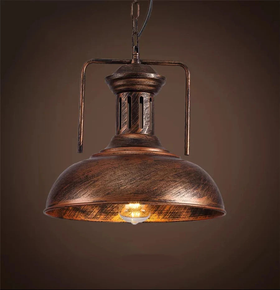 suspension lumineuse industrielle vintage fer noir ampoule led chaîne métallique salon chambrehôtel