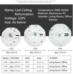 plaque led moderne aimantée blanc neutre 12w 18w 24w 36w 2835 leds autonome