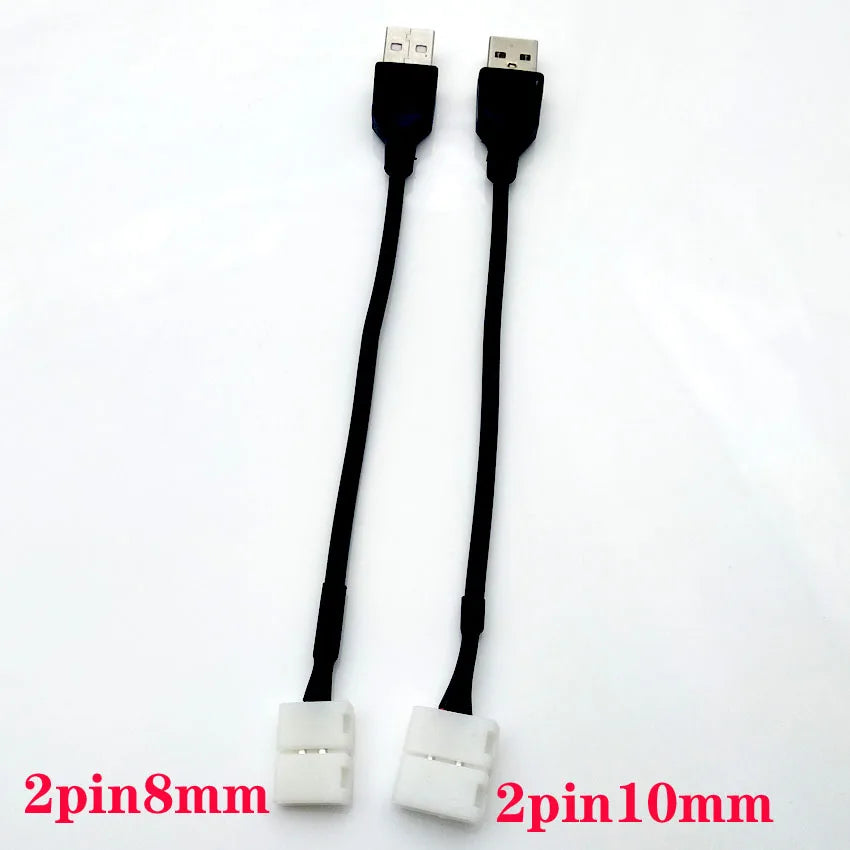 câble usb led 8mm 10mm 30pièces connecteur adhésif noir plat moderne