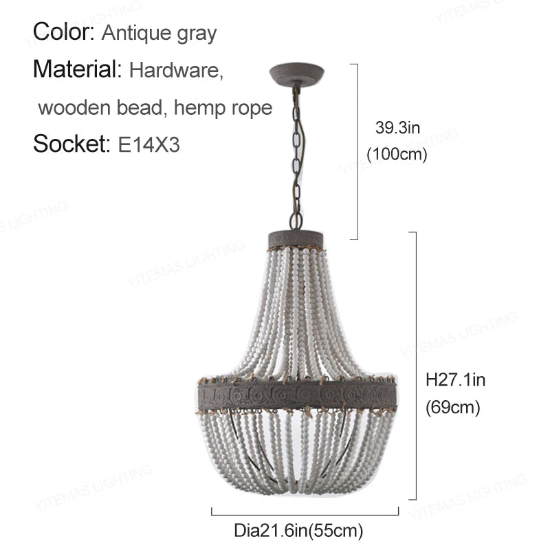 suspension lumineuse bois corde chanvre blanc gris rustique bohème 3luxe