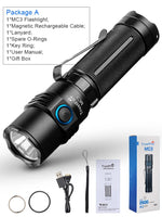 lampe torchon rechargeable ip68 2500 lumens led anti dérapante mode high medium low stroboscope