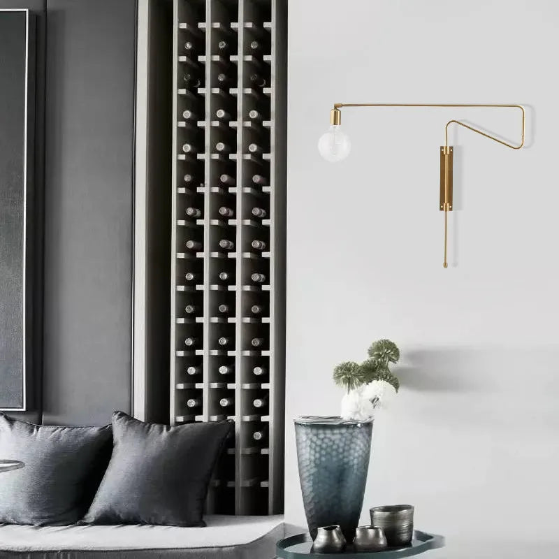 lampe murale articulée bras long noir doré moderne éclairage chambre minimaliste industrielle
