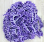 rubans plissés bordure dentelée motifs floraux violet rose bleu festif décoration tissu polyester nylonOpaque