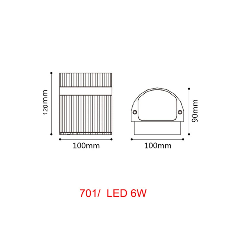 applique murale led extérieure moderne ip65 aluminium texturé noir blanc 6w 12w