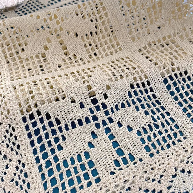 nappe dentelle géométrique florale vintage blanche bleu turquoise shabby chic