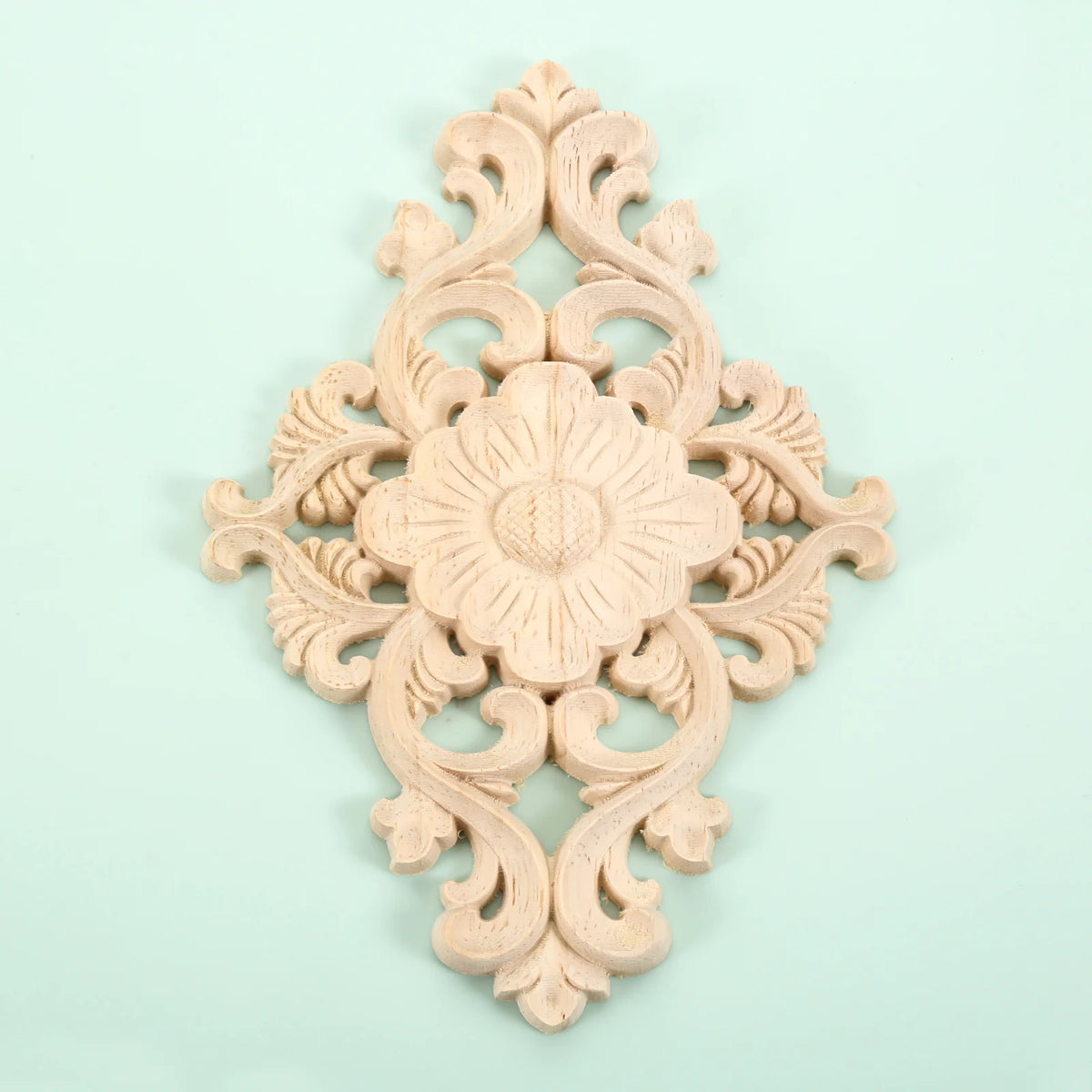 applique murale bois sculpté motif floral baroque fixation meuble porte mur decoration maison 15x10.5cm
