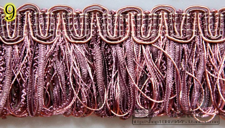 ruban décoratif or rouge franges pompons tissu élégant classique maison 13mètres