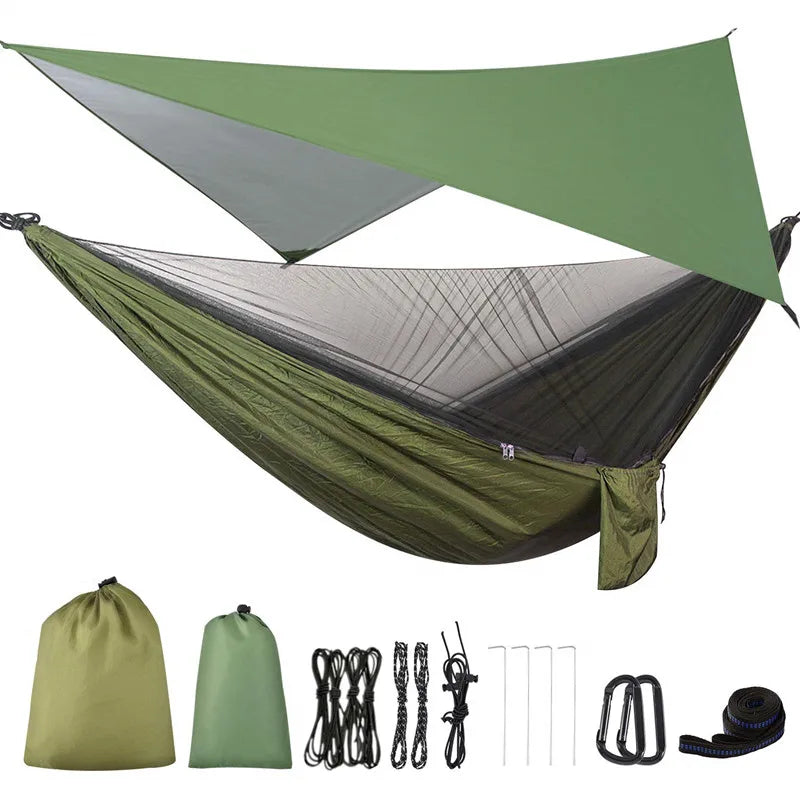 hamac camping moustiquaire auvent portable randonnée voyage survie extérieur vert