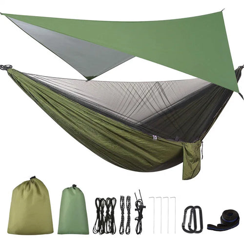 hamac camping moustiquaire auvent portable randonnée voyage survie extérieur vert