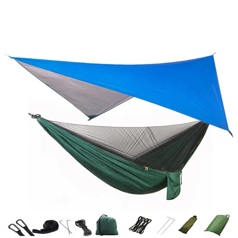 hamac camping moustiquaire auvent portable randonnée voyage survie extérieur vert
