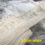 écharpe macramé franges coton blanc boho artisanal longueur 10cm 11cm 14cm