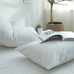lot deux serviettes bain coton carreaux rose bleu beige gris vert blanc moderne