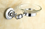ensemble accessoires salle bain chrome blanc porte savon distributeur brosse wc tasse motif