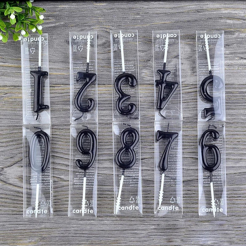 bougies numériques anniversaire noires décoration gâteau moderne adhésif
