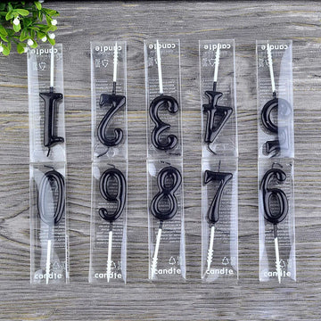 bougies numériques anniversaire noires décoration gâteau moderne adhésif