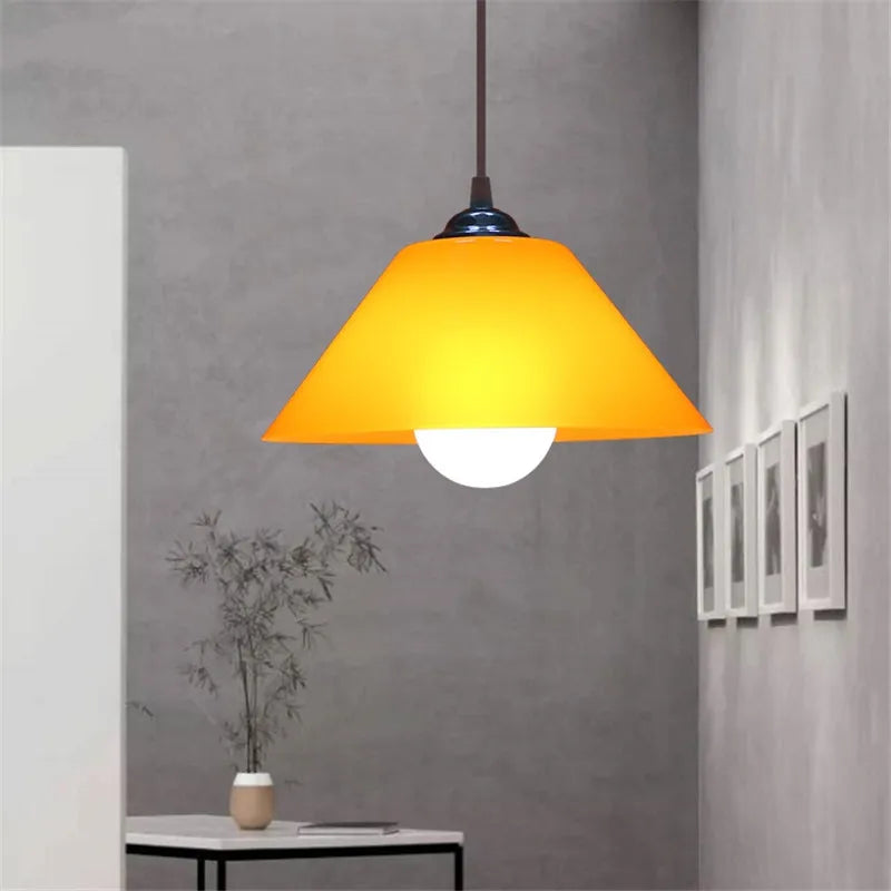 lampe suspendue moderne orange blanc rouge mat pvc plastique cuisine salle manger chambre coucher