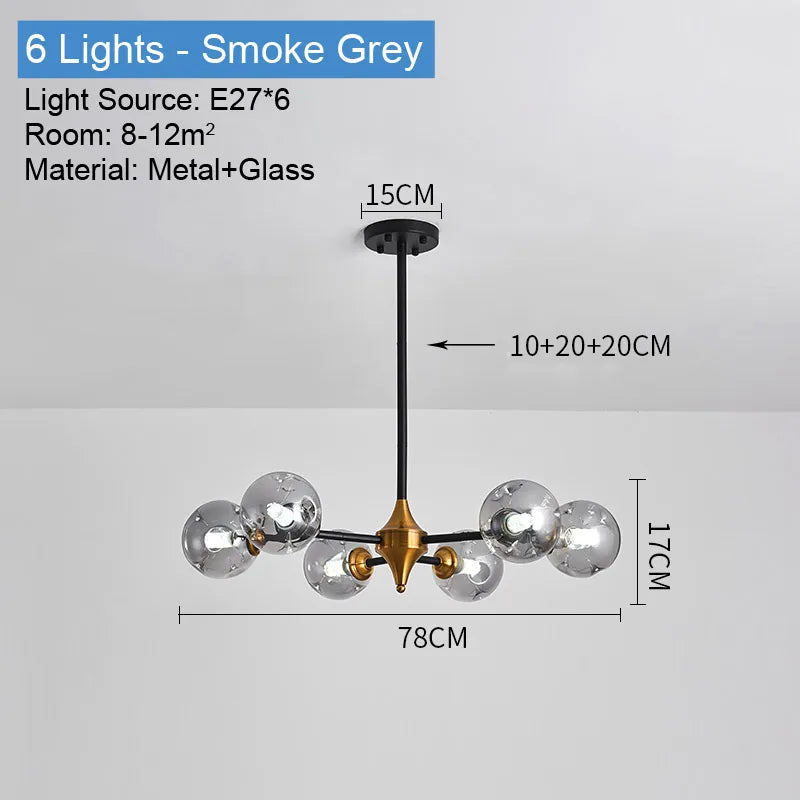lustre led moderne sphères translucides noir doré bubble light semi encastrée(touches)