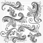 timbres vintage baroques motifs floraux ornements feuilles fleurs marron clair décoration artisanale scrapbooking