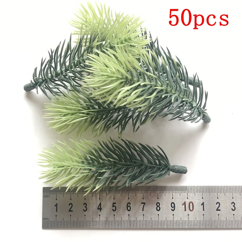 décoration intérieure branche artificielle sapin feuilles vert naturelle clips diy 50 pièces festive mariage