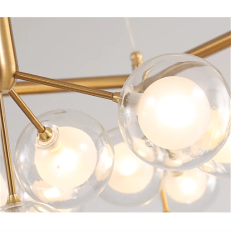 suspension lumineuse moderne or boules translucides chaînes suspendues contemporain đèn led