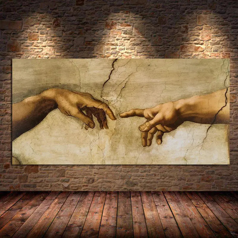 toile d'art classique mains marbre beige noir sans cadre horizontal
