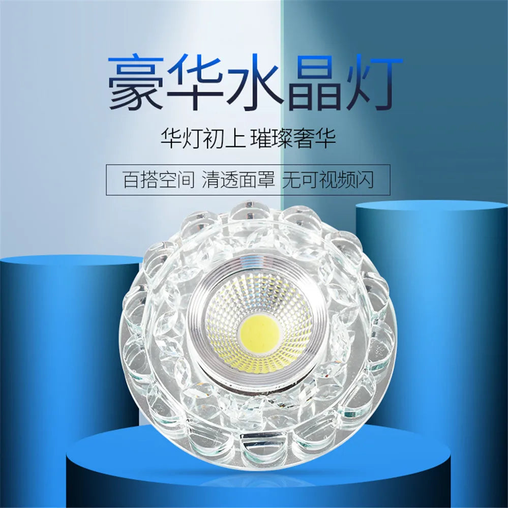 lampe encastrée cristal verre transparent moderne décoration éclairage led cuisine salon restaurant