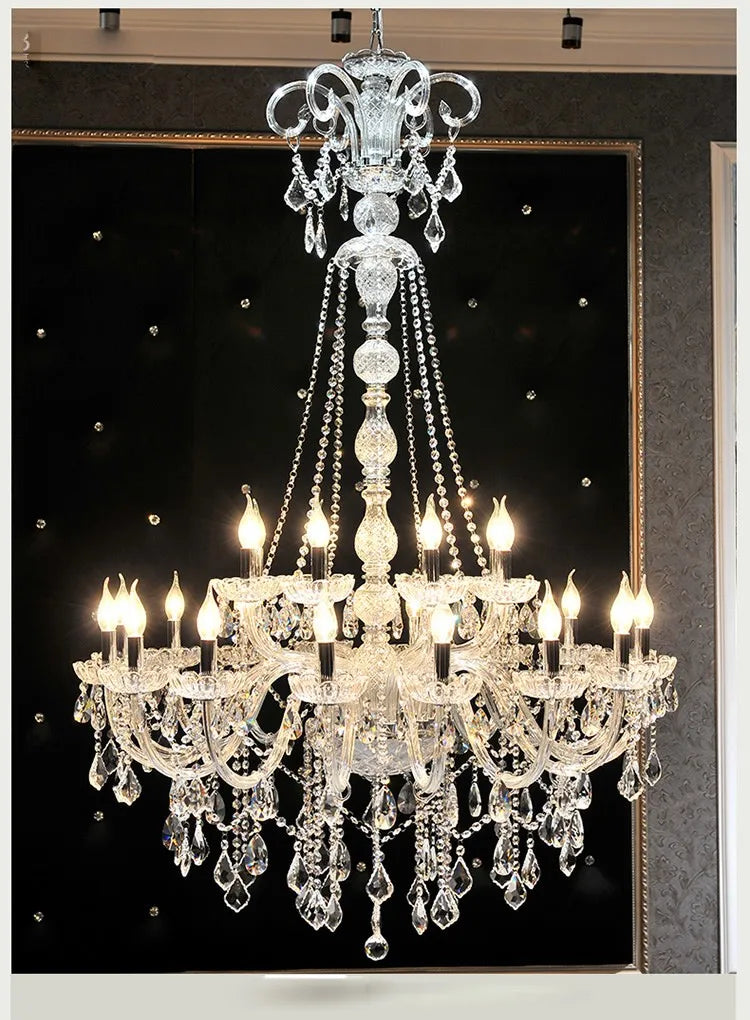 lustre crystal transparent doré motifs floraux classique baroque led 110v 220v