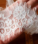 ruban dentelle blanc fleurs motifs géométriques classique polyester nylon maille écologique