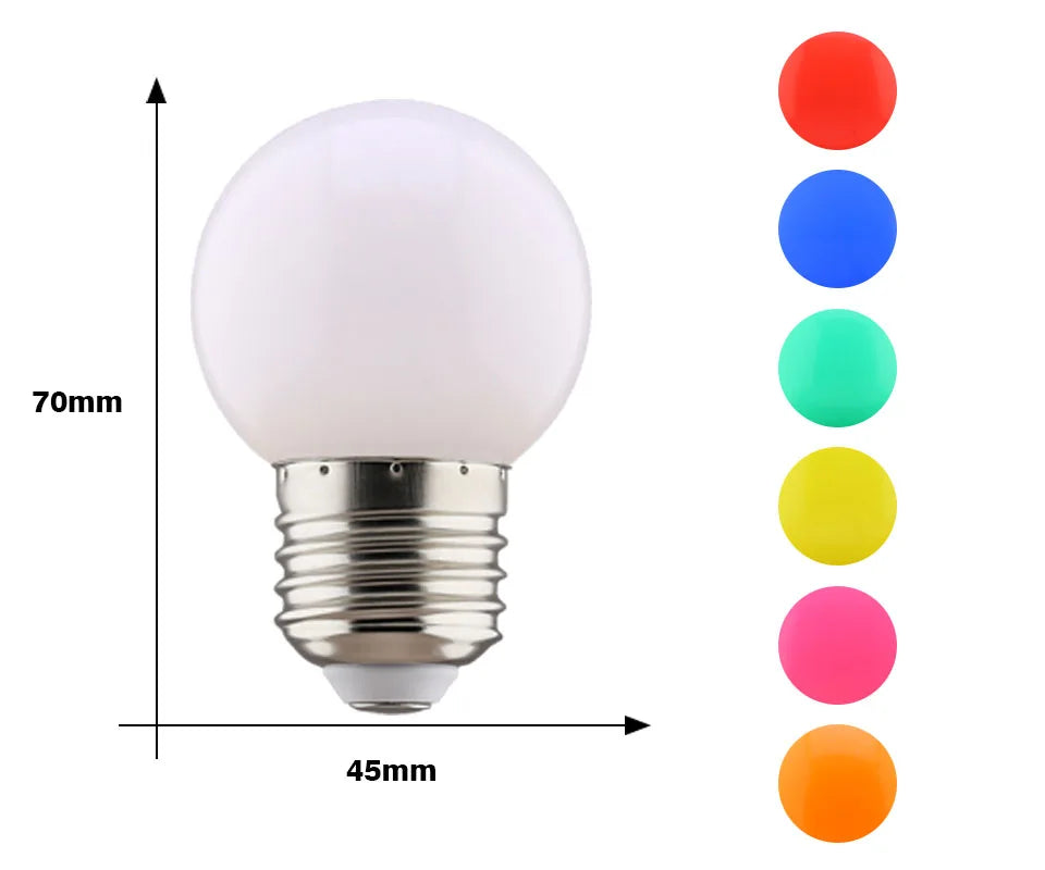 ampoules led e27 multicolore opalescentes moderne 360° rouge vert jaune bleu blanc rose orange