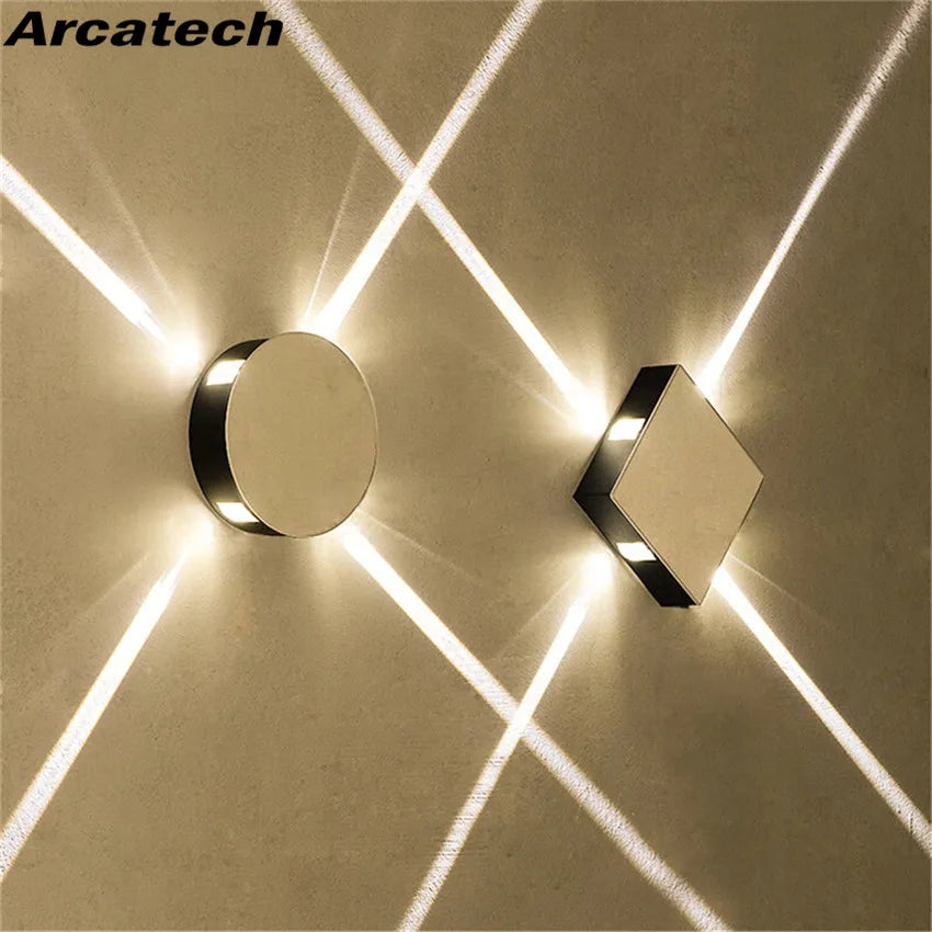lampe murale moderne argentée chambre entrée étude quatre leds minimalistes