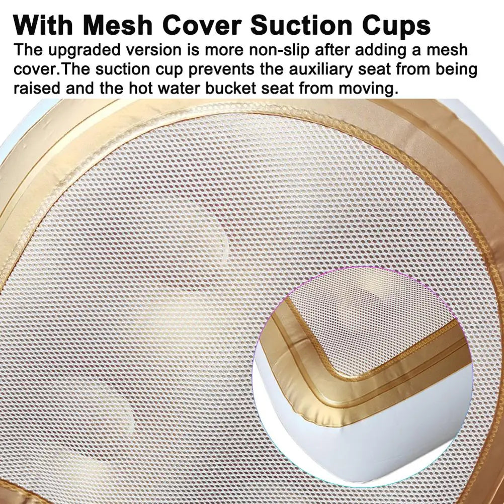 coussin gonflable baignoire mousse mémoire forme pvc blanc doré maille fine moderne ventouses