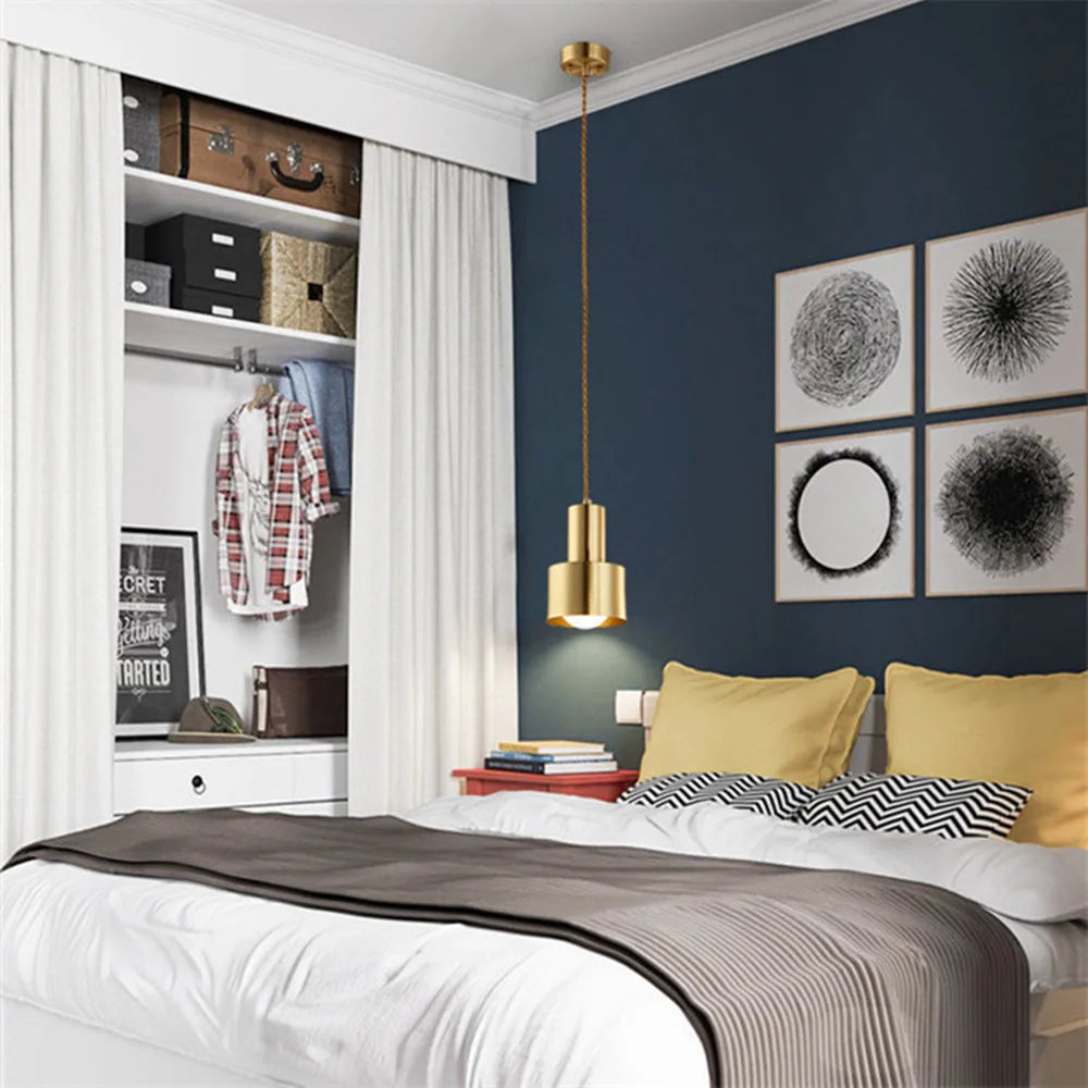 lampe suspendue dorée moderne minimaliste chaîne fil électrique interrupteur salon chambre