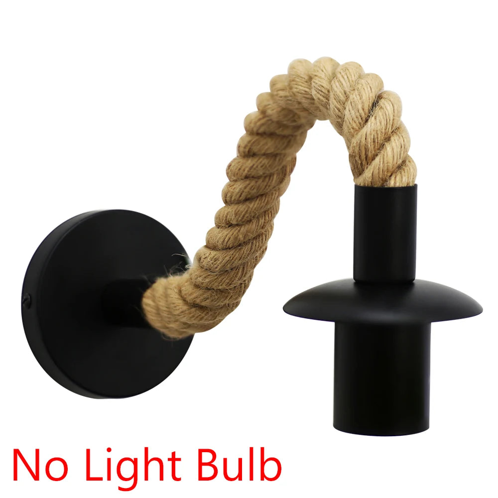 lampe murale industrielle vintage noire ampoule E27 corde métal cuisine salle manger