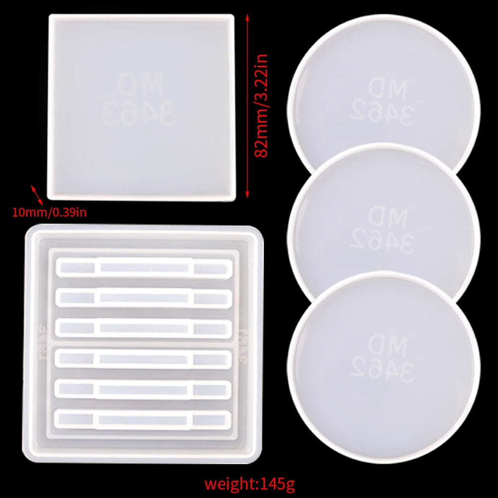 moule silicone résine époxy diy coaster support géométrique moderne élégant fleur paillettes dorées