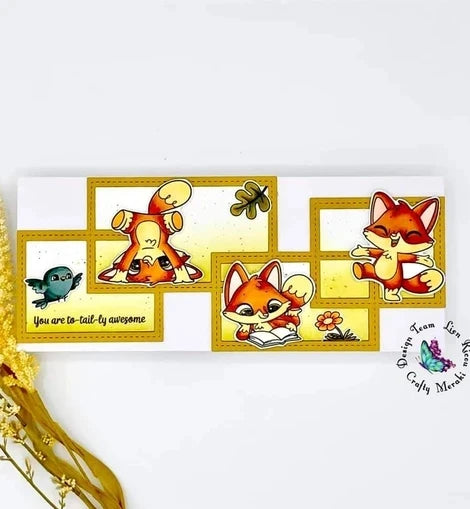 carte postale créative illustrations renards champignons oiseaux textes floraux blanc beige vert orange bleu