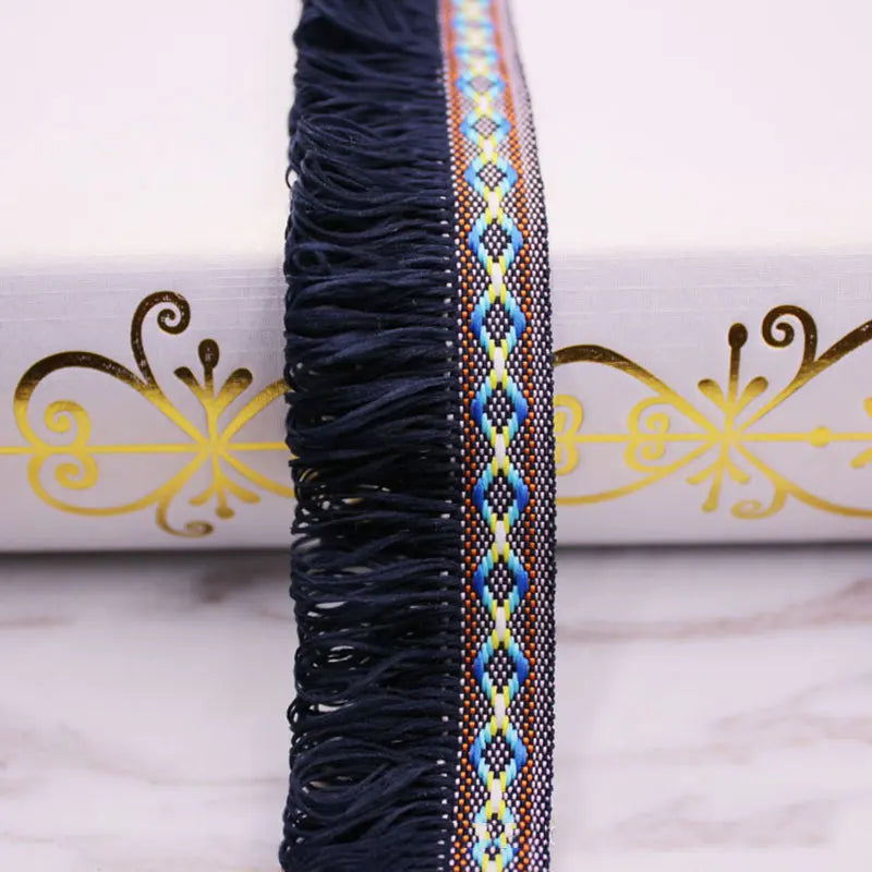rubans jacquard franges motifs géométriques bleu rouge blanc rose ethnique boho chic opaques decoration