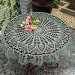 couvre table crocheté motif floral taille 70cm 80cm 90cm couleur beige clair noir traditionnel