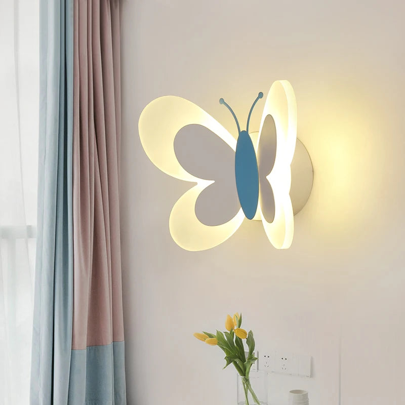 Applique murale LED papillon rose décoration murale