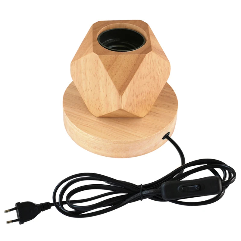 lampe poser moderne bois naturel ampoule led base plate chambre coucher interrupteur tactile certifications